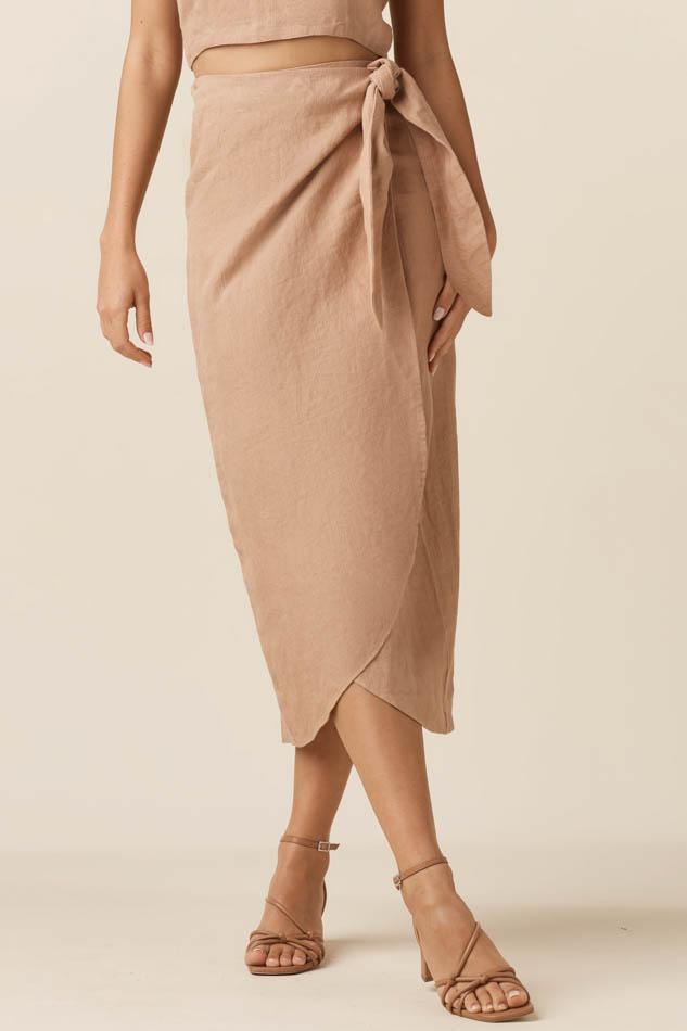 The Linen Wrap Midi Skirt